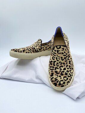 Rothy’s The Sneaker Spotted Cat Leopard Print Slip On Shoes Size 8.5